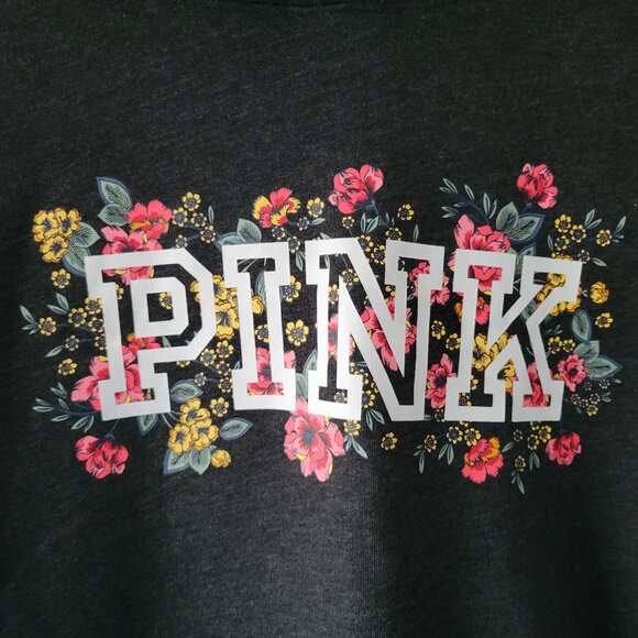 Victoria’s Secret PINK Hooded Sweatshirt, Gray/Floral Design, Women’s S Hoodie - Picture 2 of 6